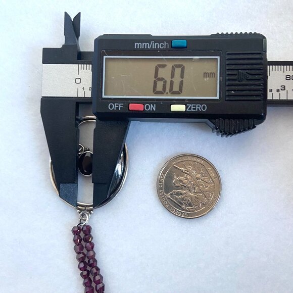 Sterling Silver 925 Beaded Oval Art Nouveau Style Garnet Pendant Necklace 18" - Picture 15 of 16